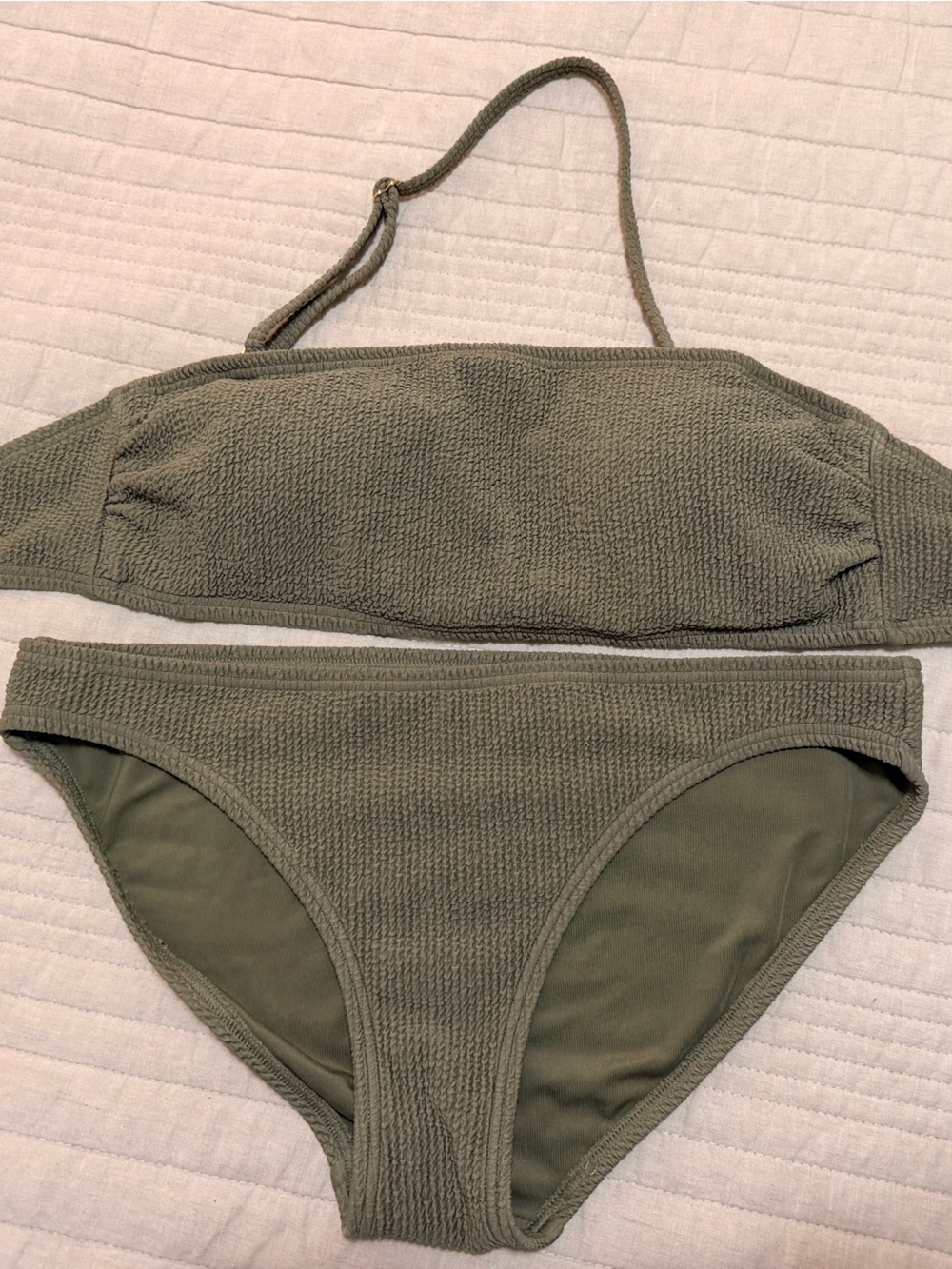 MICHAEL Michael Kors Olive Green Ribbed Bikini Top - Women's Camisole Style